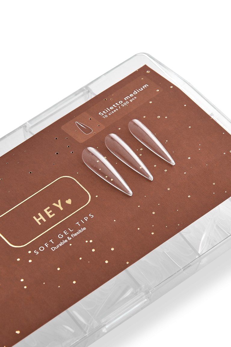 HEYLOVE Gel Tips, Stiletto Medium, 500 pcs
