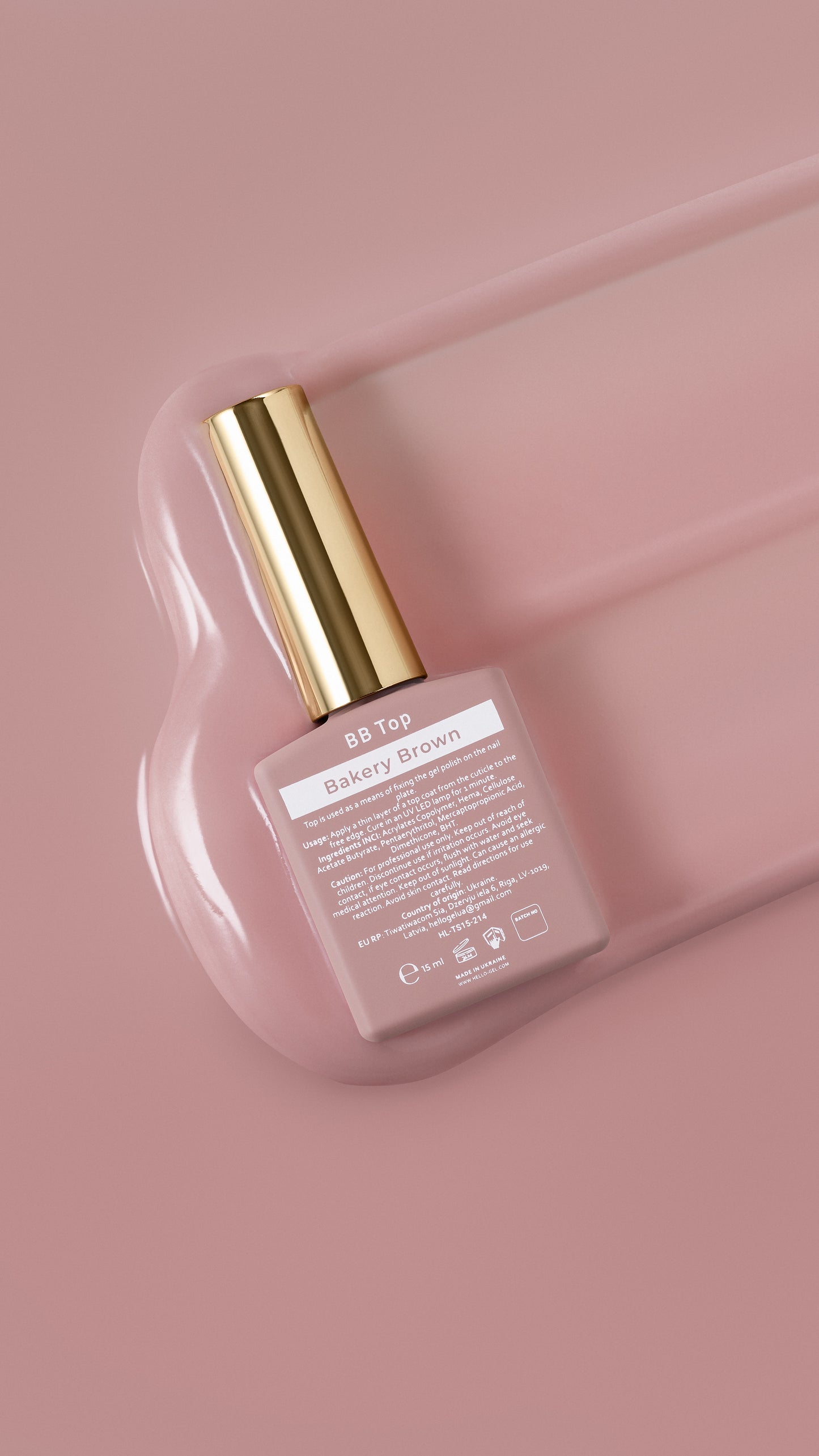 HEYLOVE. BB Top coat, Bakery Brown, 15 ml, No Sticky