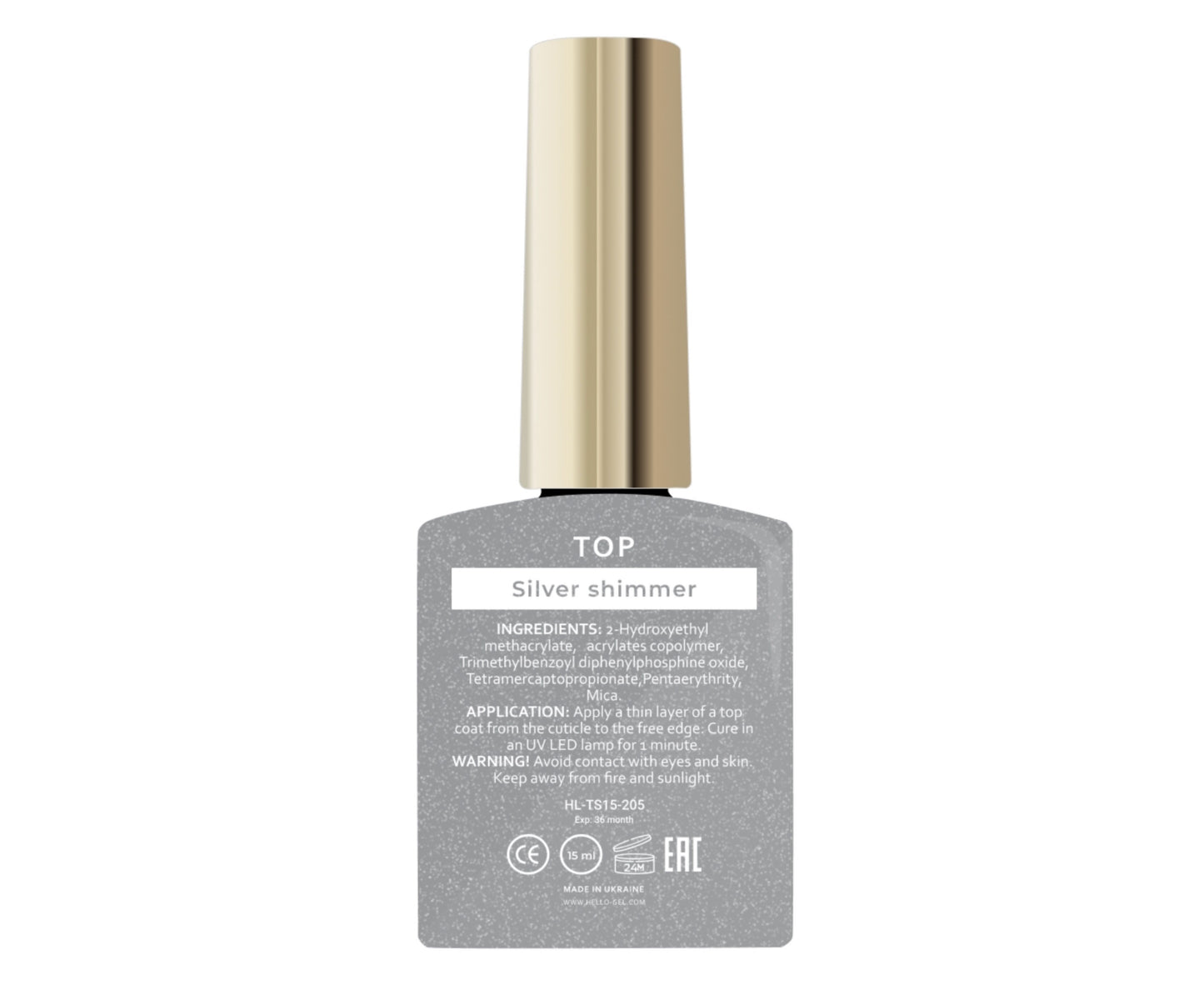 HEYLOVE Silver Shimmer Top, 15 ml, No Sticky