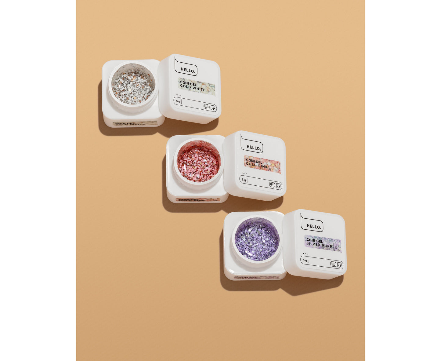 HELLO,Coin gel, GOLD WHITE, 5 g, Dizaina gēls